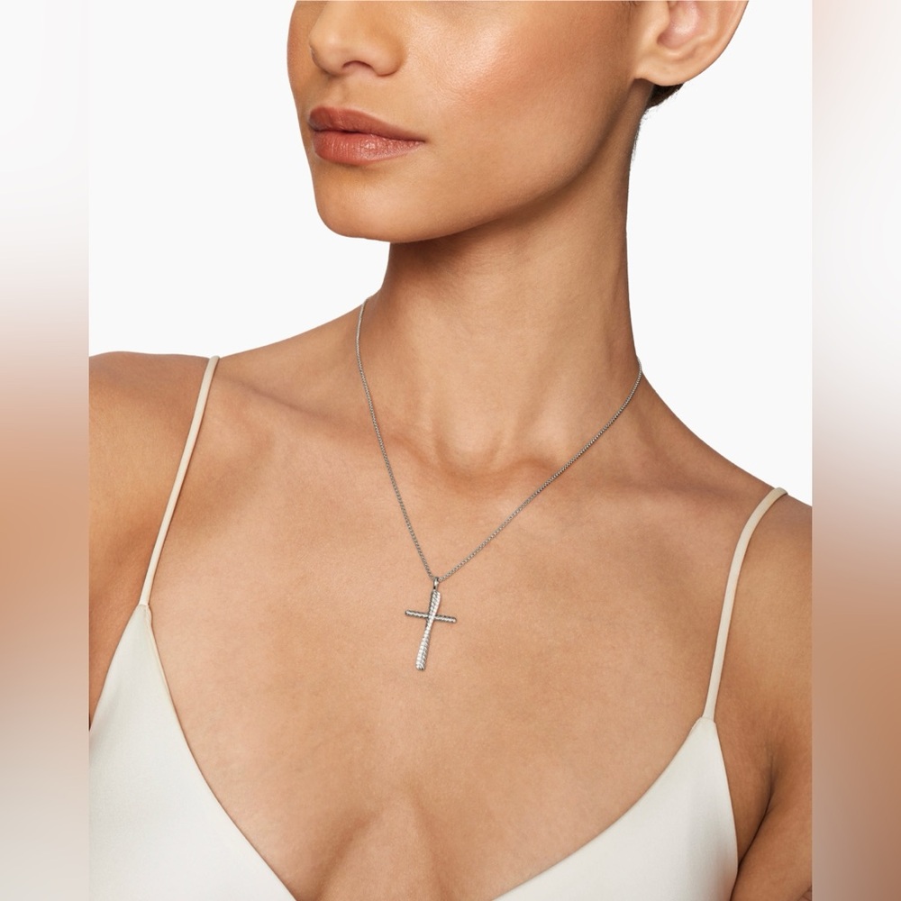 David Yurman Silver Cross Necklace - Picture 5 of 5